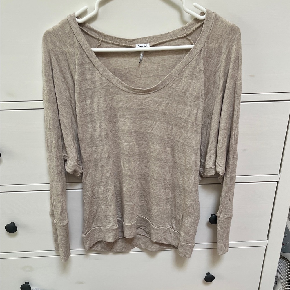 Splendid Beige Long Sleeve Top